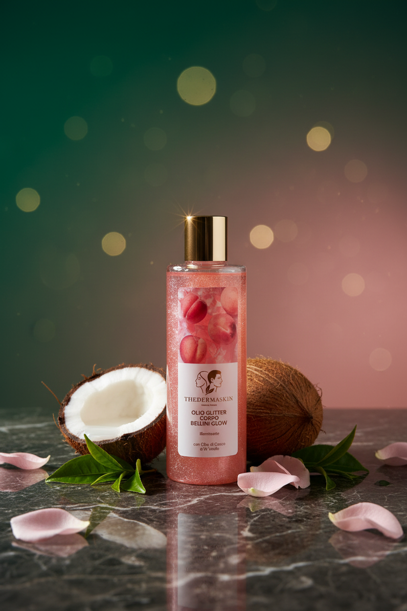Bellini Glow Body Oil Thedermaskin – olio glitter corpo illuminante made in Italy

