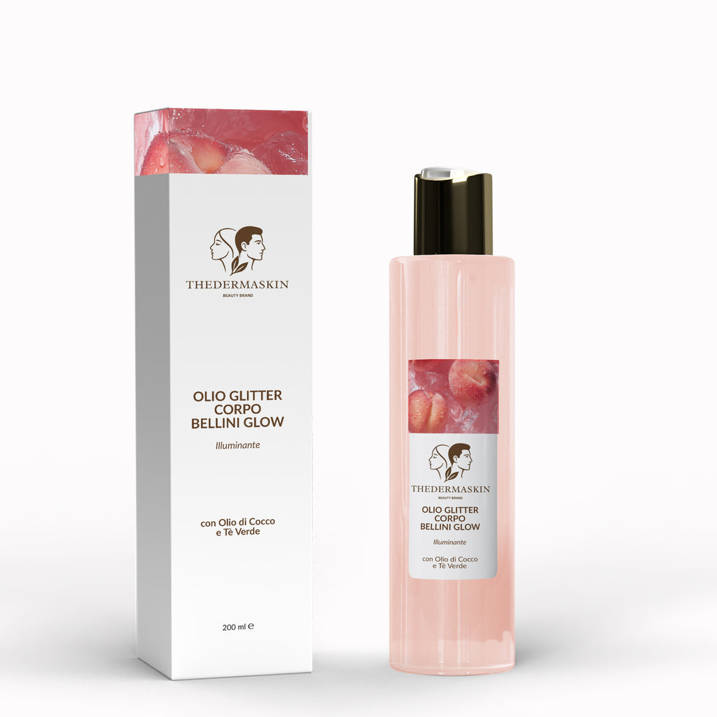 Olio Glitter Corpo Bellini Glow – Illuminante con Olio di Cocco e Tè Verde | 200 ml